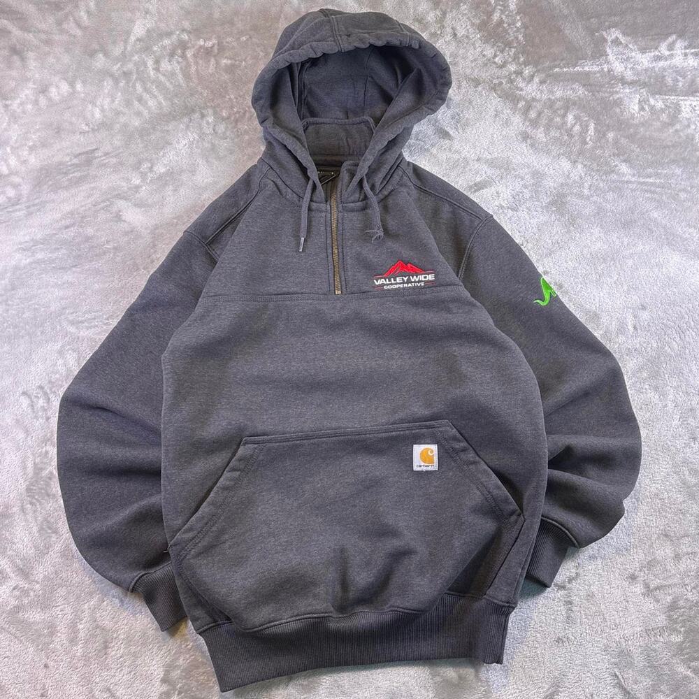 Carhartt Rain Defender 1/4 Zip Hoodie Men’s Small Gray Loose Fit Heavyweight